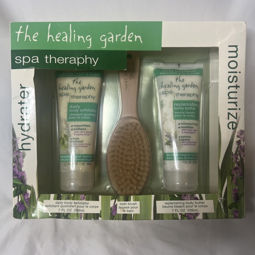 The Healing Garden‎ Spa Theraphy Exfoliator Bath Brush  Body Butter Gift Set
